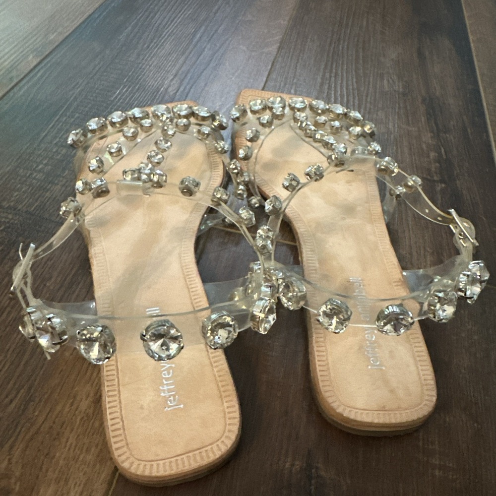 Jeffrey Cambell Amaryl Crystal Rhinestone Sandal size 39 US 8 Slides Clear Vinyl - Picture 4 of 9